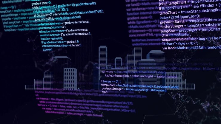 Animation of data processing over digital city