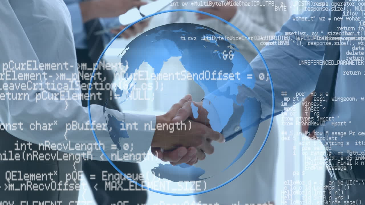 사업가 들 과 프로그램 코드 가 들어 있는 지구