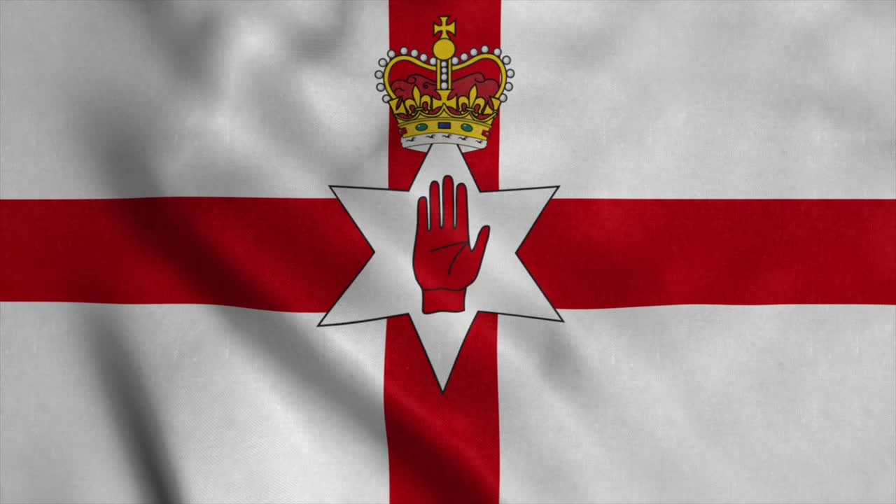 фронтовый вид национального флага северной ирландии. флаг, дулший на ветру