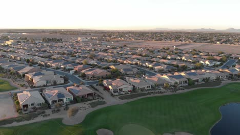 drone footage from a golf course near a residential neighborhood in arizona