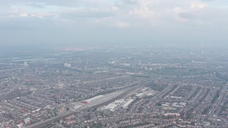 high aerial shot of hornsey suburban north london