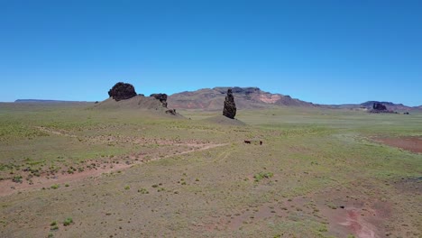 A-beautiful-aerial-around-a-rock-formation-near-Monument-Valley-1