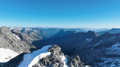 Alpes-Austríacos,-Cumbre,-Montaña,-Drone,-Aéreo,-Glaciar,-Rocoso,-Naturaleza,-Paisaje,-Aventuras,-Al-Aire-Libre,-Alpino