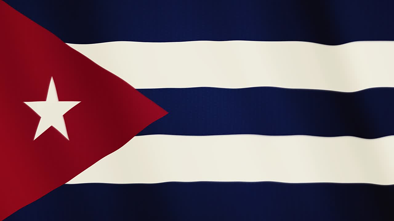 Animazione della bandiera di Cuba che sventola. Schermo intero. Simbolo del paese