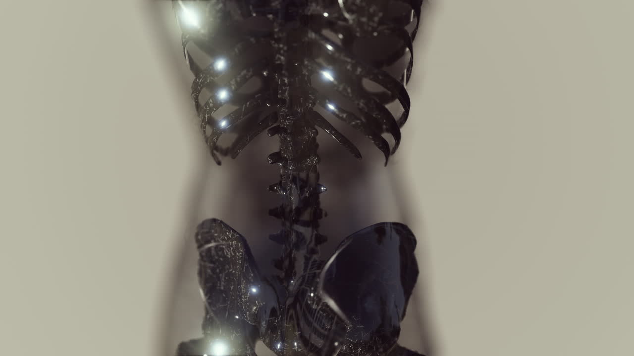 человеческая скелетная система в прозрачном теле