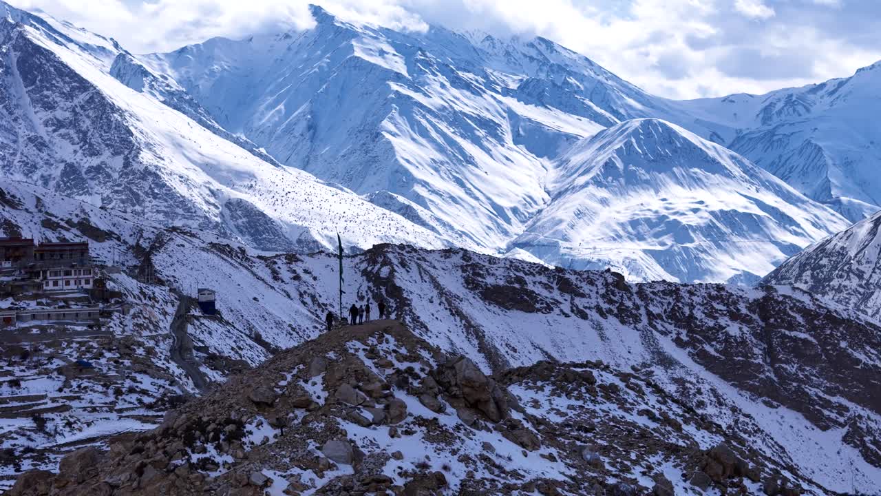 Snow-capped Himalayan Mountains with Monastery
