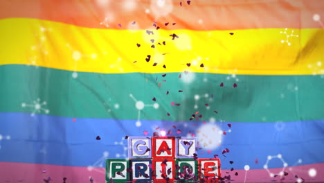 animación del texto del orgullo gay sobre la bandera del arco iris lgbt