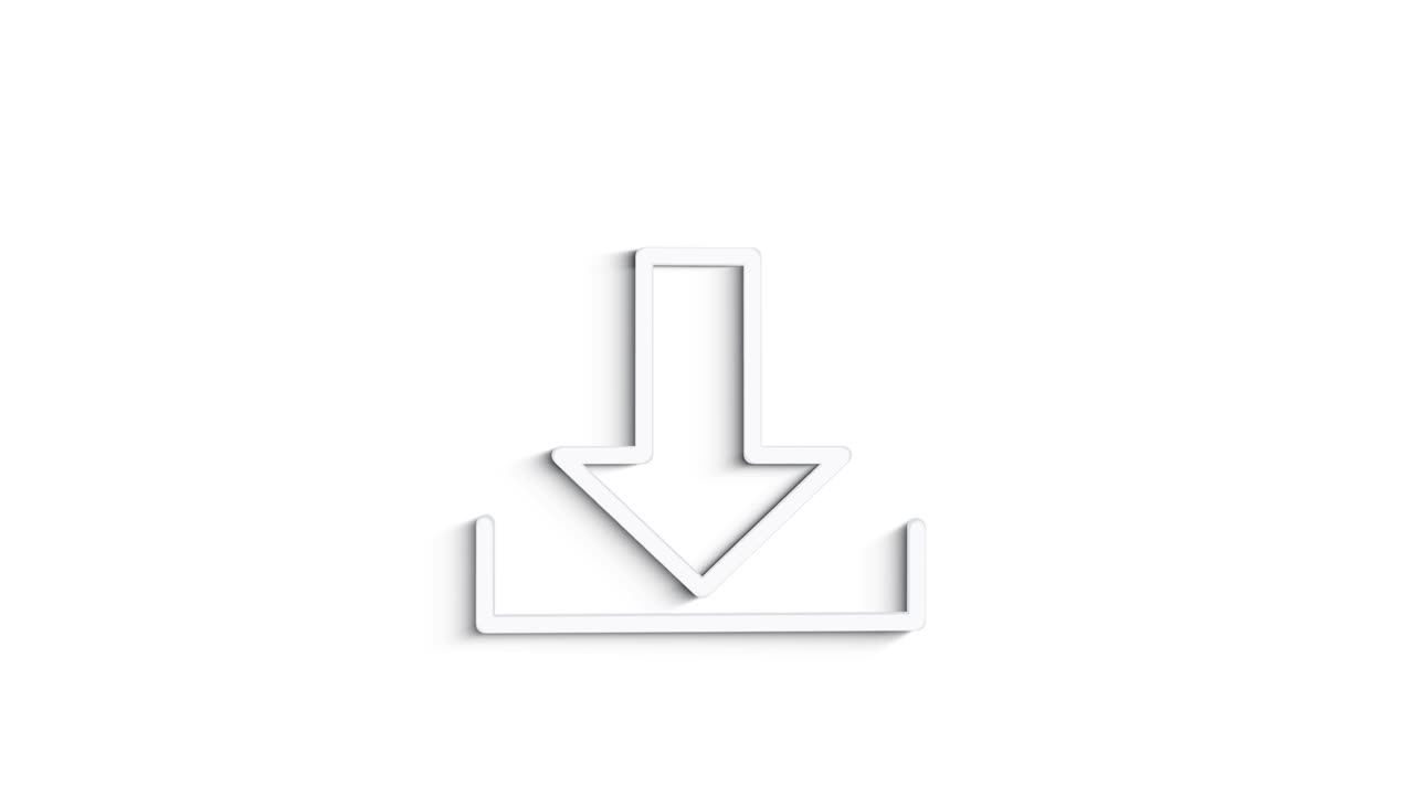 icono de descarga de línea gris en fondo blanco. vista frontal. animación gráfica de movimiento de video 4k