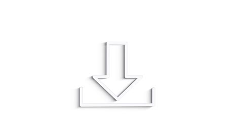 grey download line icon on white background. front view. 4k video motion graphic animation