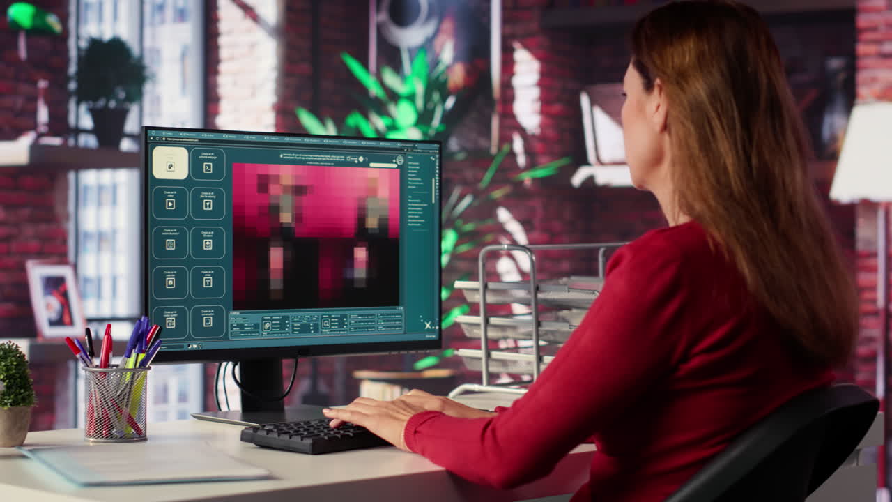 Woman working on computer at her desk