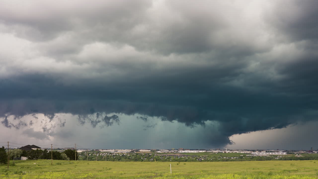 Dark Threatening Storm Spins Over Down Town Denver Time Lapse