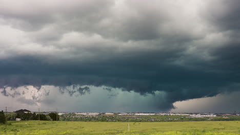 dark threatening storm spins over down town denver time lapse
