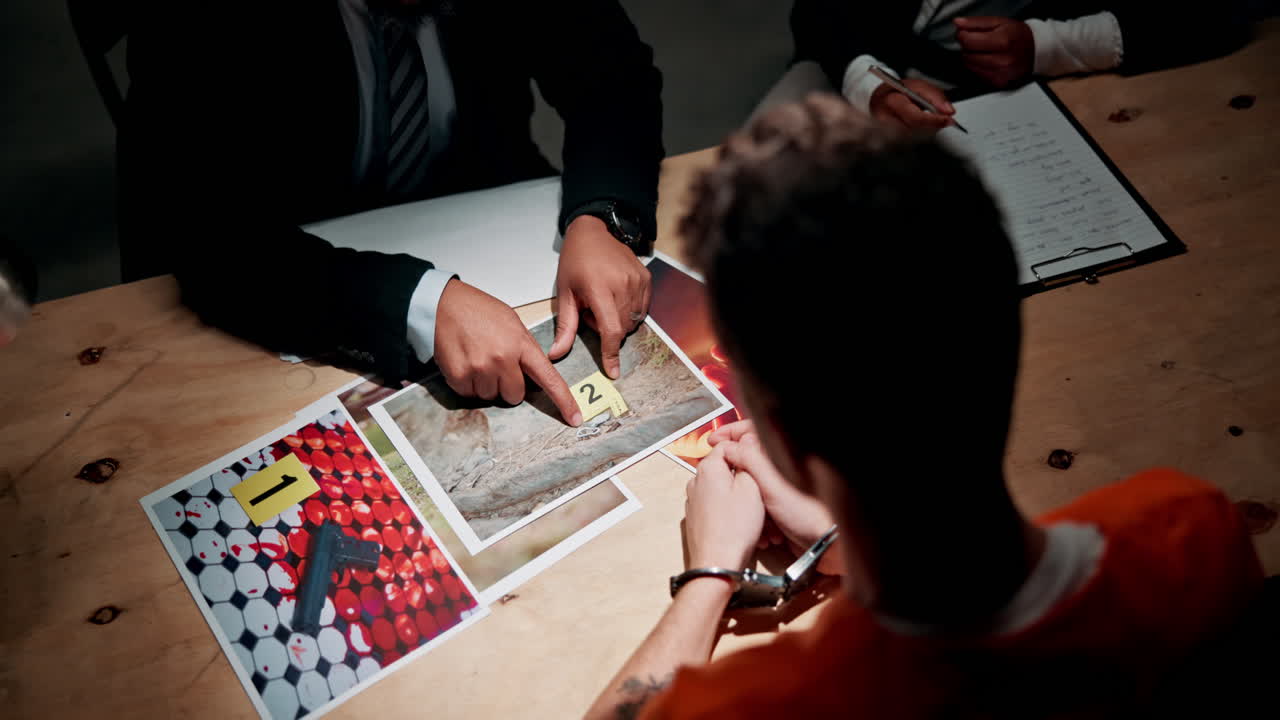 Interrogation Scene with Police and Suspect