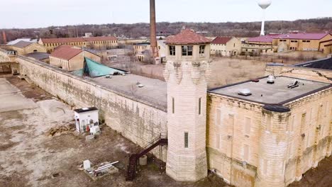 aerial of the derelict and abandoned joliet prison or jail a historic site since construction in the 1880s 11