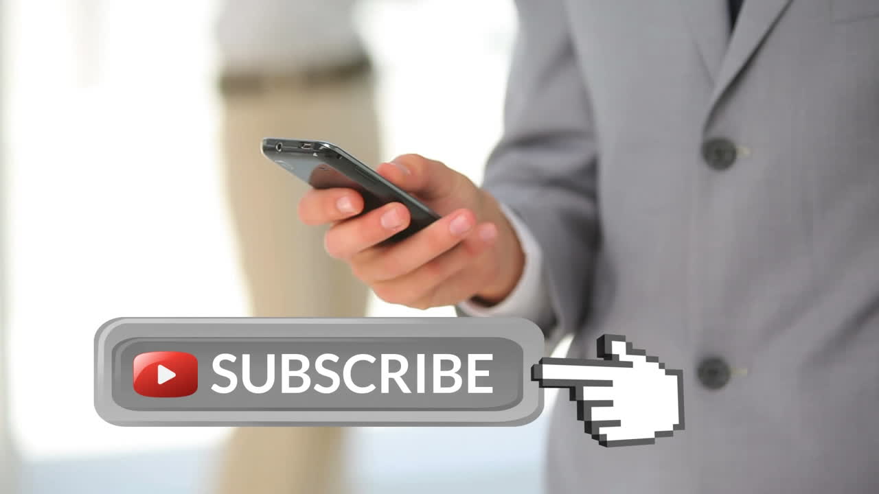 Businessman texting on his phone for social media