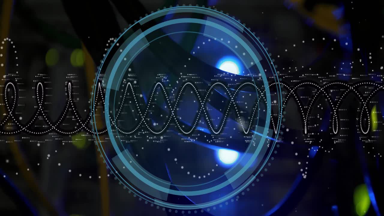 Animation of medical data processing over dark background