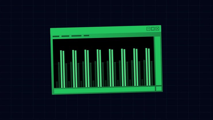 Animated Green Bar Graph in Software Window