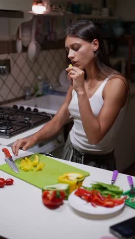 woman preparing a meal in a kitchen