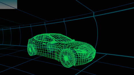 animación de un coche digital sobre un fondo negro