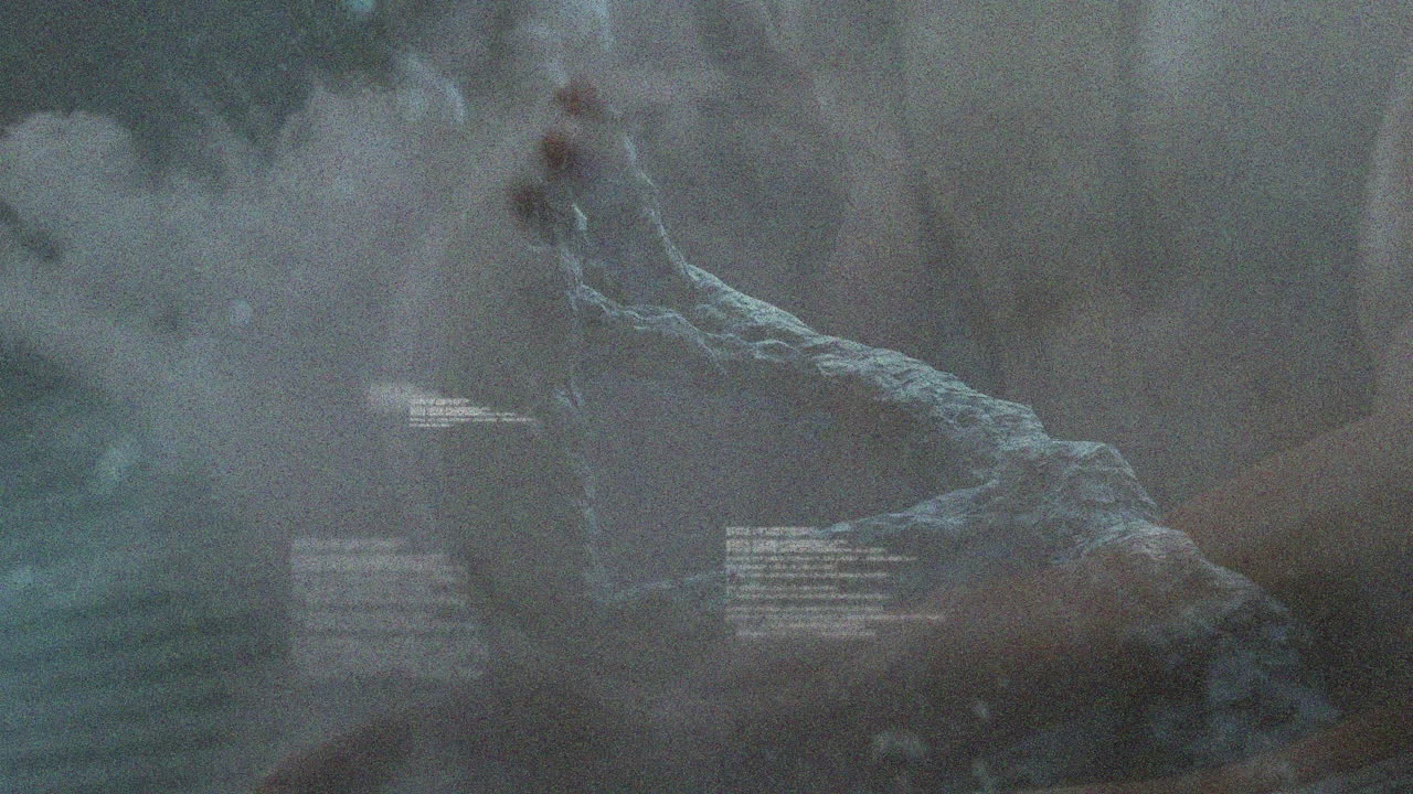 animación del procesamiento de datos sobre una cadena de adn giratoria en un fondo oscuro