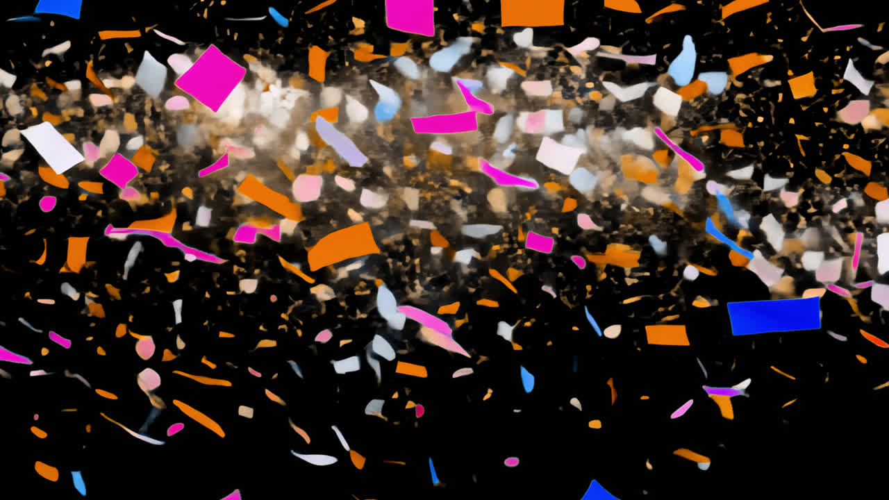 Falling party confetti animated overlay, transparent 4K video, alpha channel, ProRes 4444