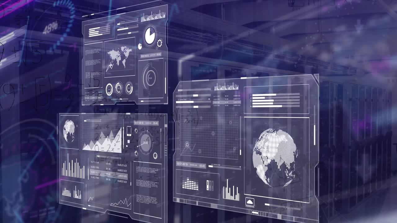 Animation of connections and data processing over screens