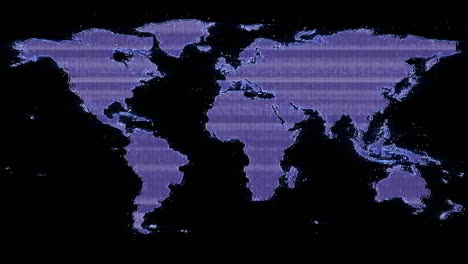 Animación-De-Interferencia-Sobre-El-Mapa-Mundial-Sobre-Fondo-Negro