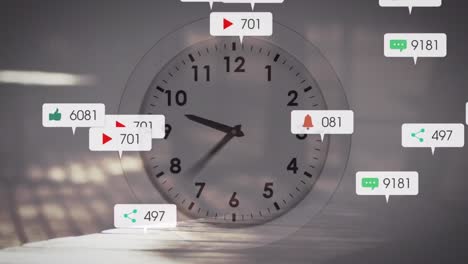 animation of social media data processing over clock ticking