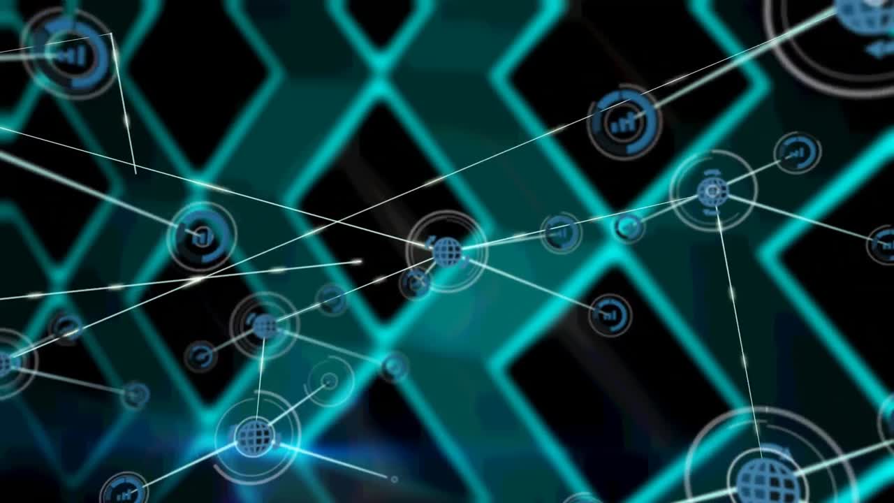 animación de la red de conexiones sobre un fondo oscuro