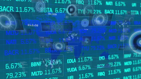 Animation of data processing on blue background