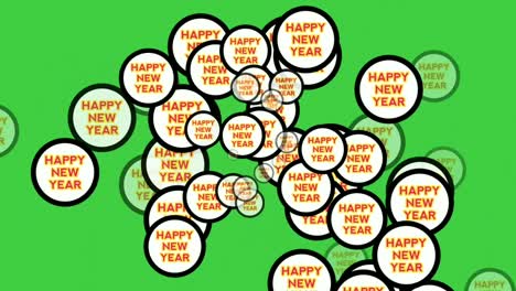 2021 happy new year greeting 4k animation on green screen background.happy new year text in circle