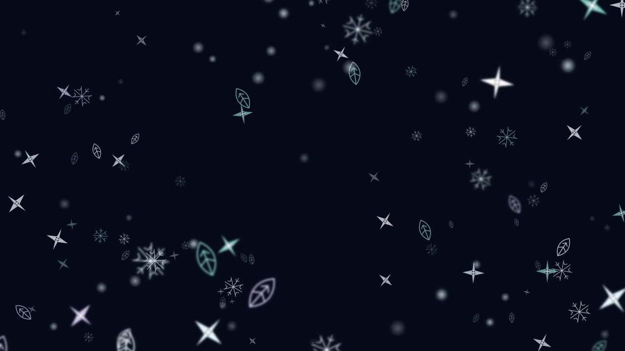 Animated Falling Snowflakes and Leaves on Dark Background