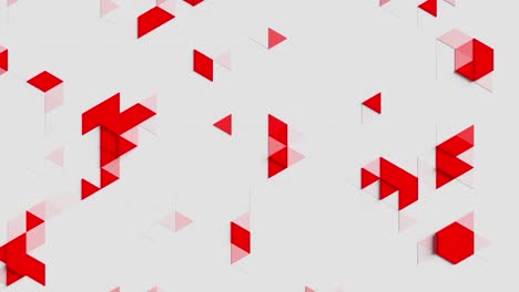 a pattern of red and clear triangles on a white background. looped animation