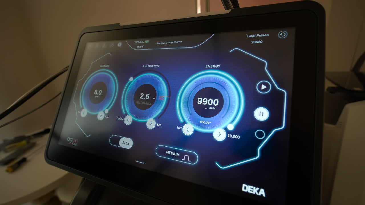 Close-up of a Digital Display on a Medical Aesthetic Device