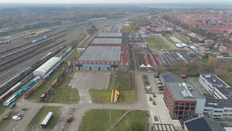 Jib-down-of-train-yard-with-old-workshops