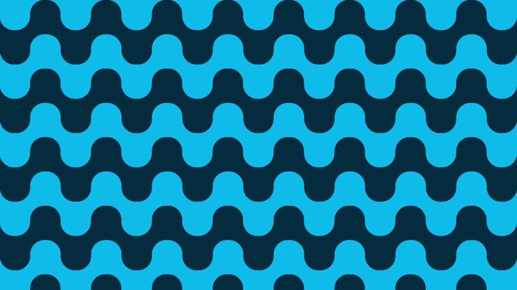 Wavy and Curvy in blue Surface. abstract illusion. Seamless loop abstract 3D animation.