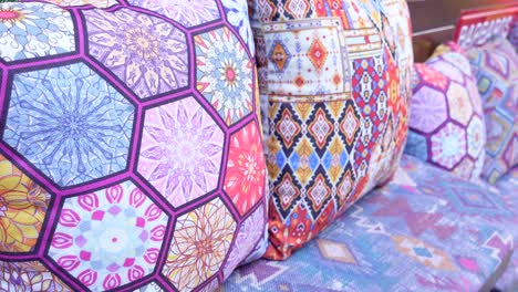 colorful boho pillows with mandala and geometric patterns