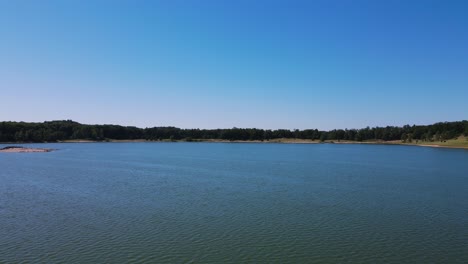 panorámica desde la vista del lago para mostrar una isla de pájaros