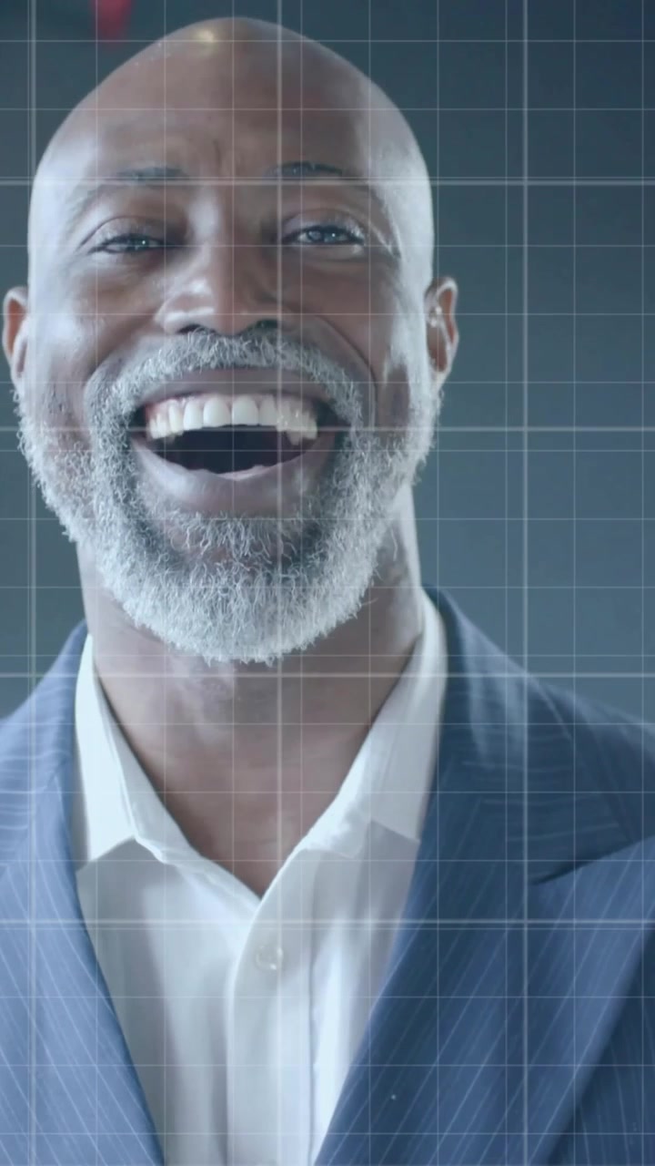 Animation of financial data processing over african american businessman in office