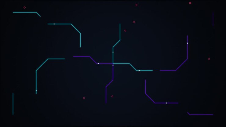 Abstract Digital Circuit Lines Expanding on Dark Background