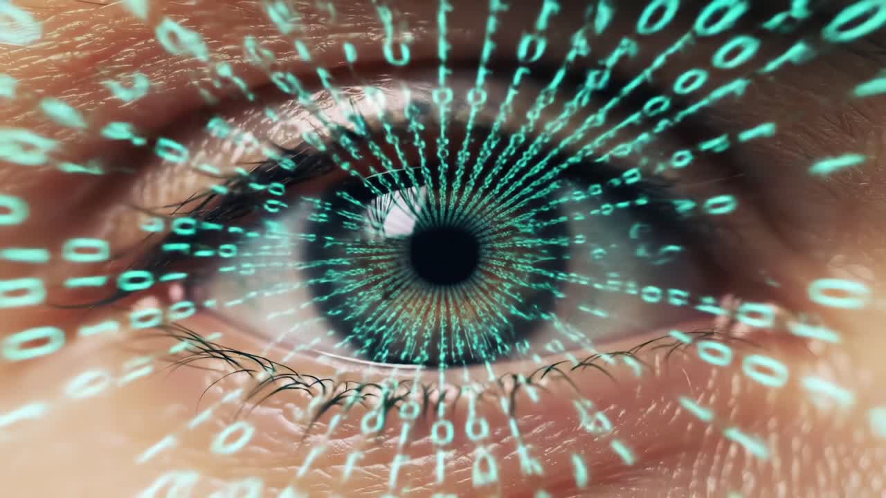 An Intricate Digital Eye: Exploring the Intersection of Vision and Data Representation Through Binary Patterns and Futuristic Imagery