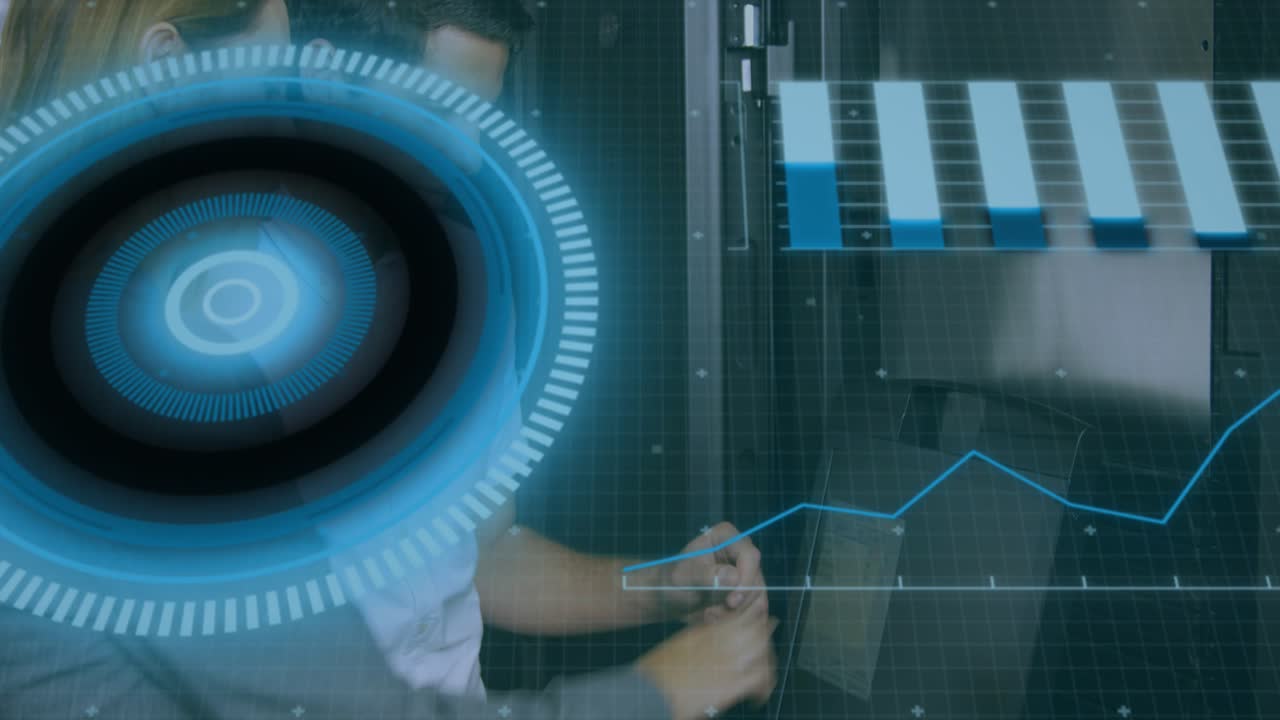 Animation of text with globe and network of connections