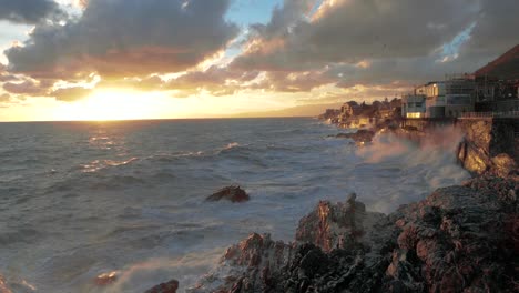 promenade after a storm at sunset in slow motion