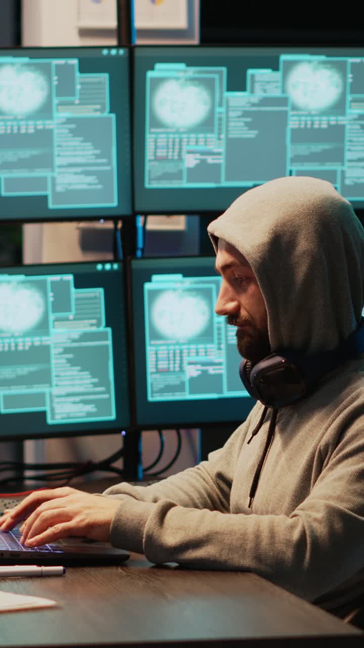 Vertical video: Young scammer trying to break database network
