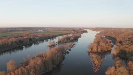 aerial of the river loire in the loire valley of central france