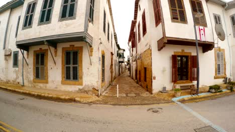 old street of greek abandoned town flag of turkish republic of northern cyprus