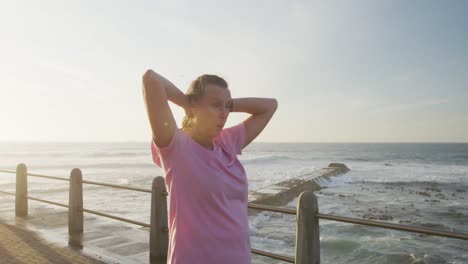 senior woman exhausted after running