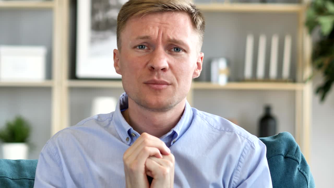 Sad Middle Aged Man Asking for Help