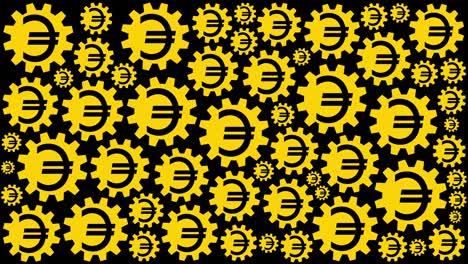 euro symbol gears spinning background