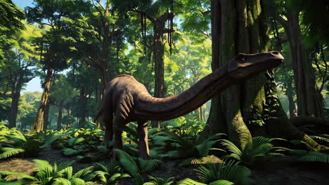 dinosaur in a lush tropical forest